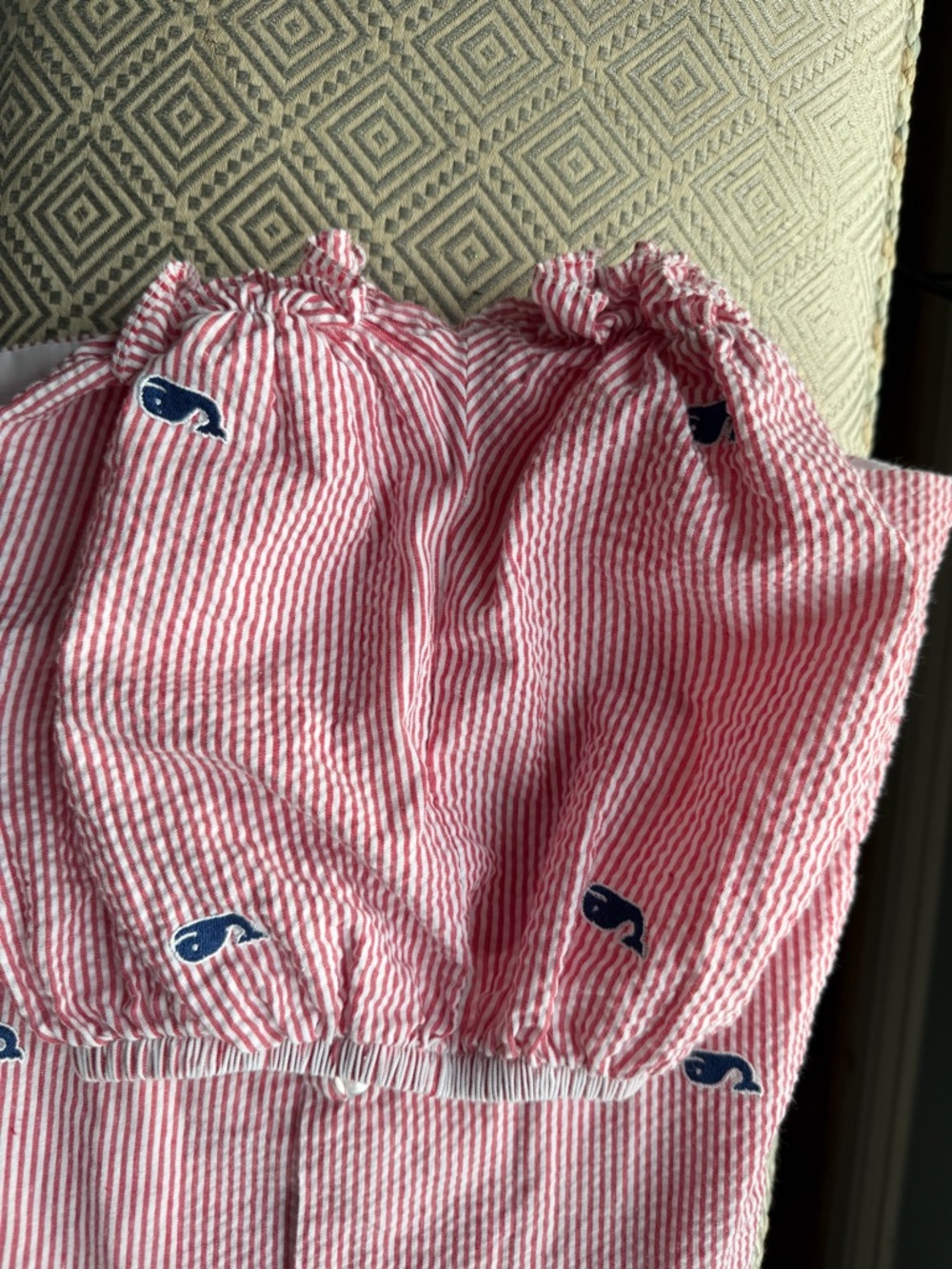 Anavini Seersucker Whale Embroidered Baby Dress Set 18mo - Picture 6 of 6
